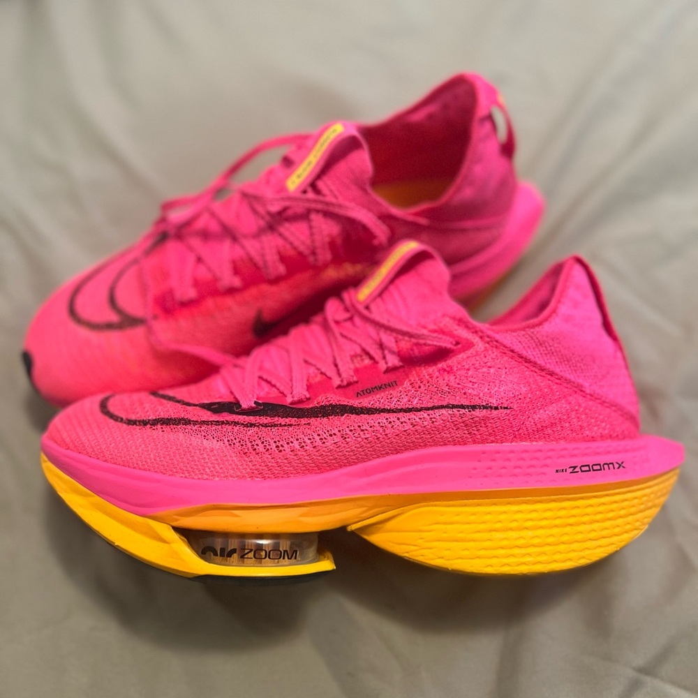 Nike Women's Zoom Alphafly 2% Athletic Shoes - Pink and Yellow